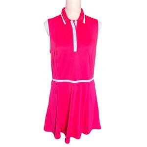 Sleeveless Hot Pink Polo Mini Dress with White Trim
